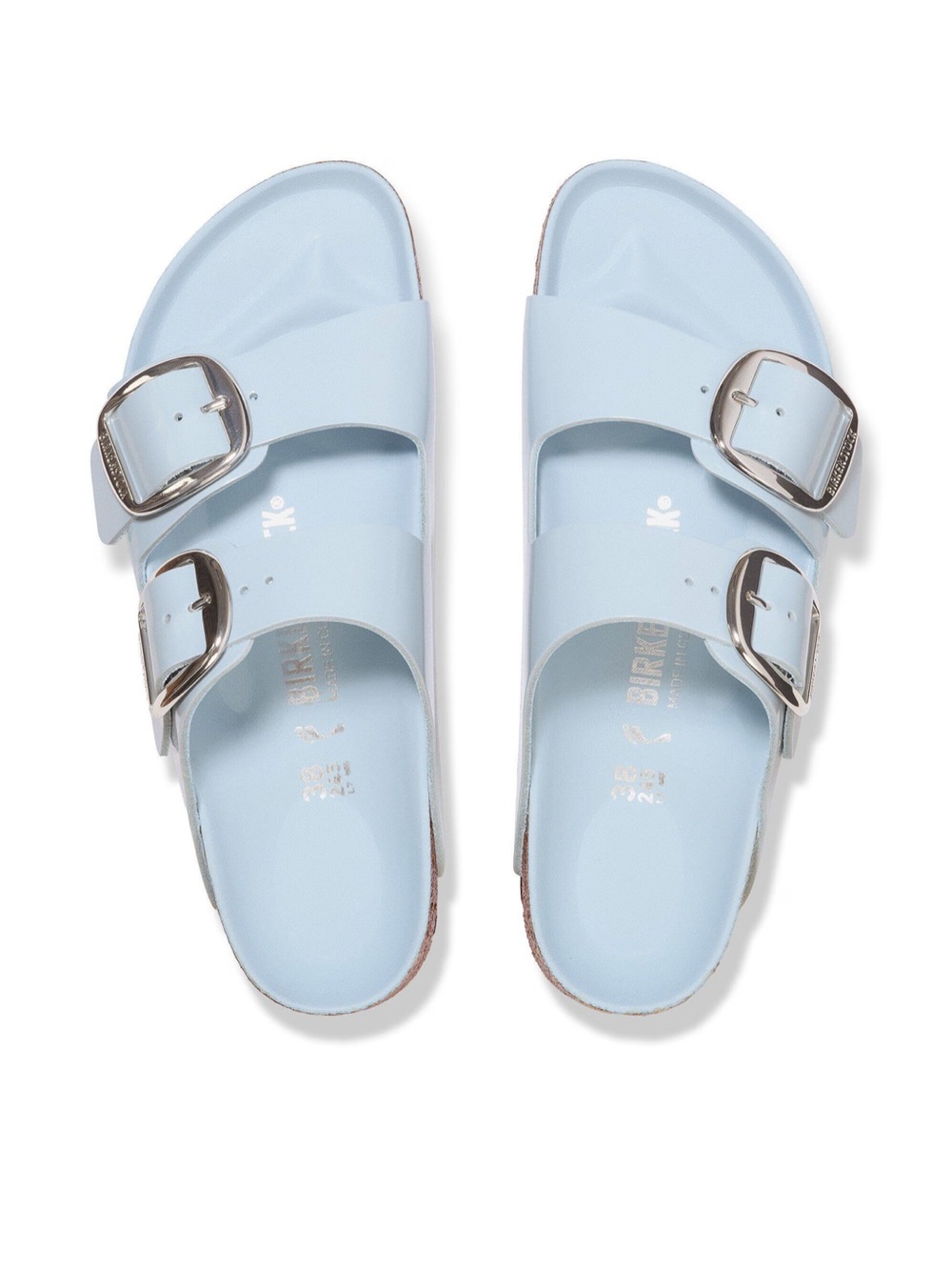 Birkenstock Arizona Big Buckle High Shine Baby Blue Patent Sandals Women 7N - Picture 3 of 11